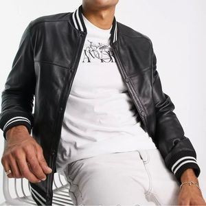 Barney’s Originals Genuine Leather Bomber Jacket